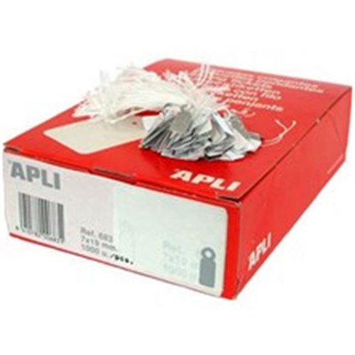 Apli 390 Strung Tickets 22x35mm White Pack of 100